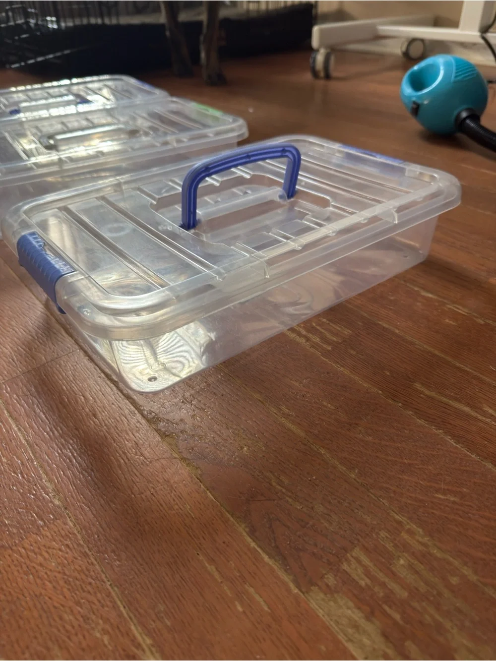 Assorted Clear Rectangle Storage Box with Lids and Handles, Set of 3 NWT